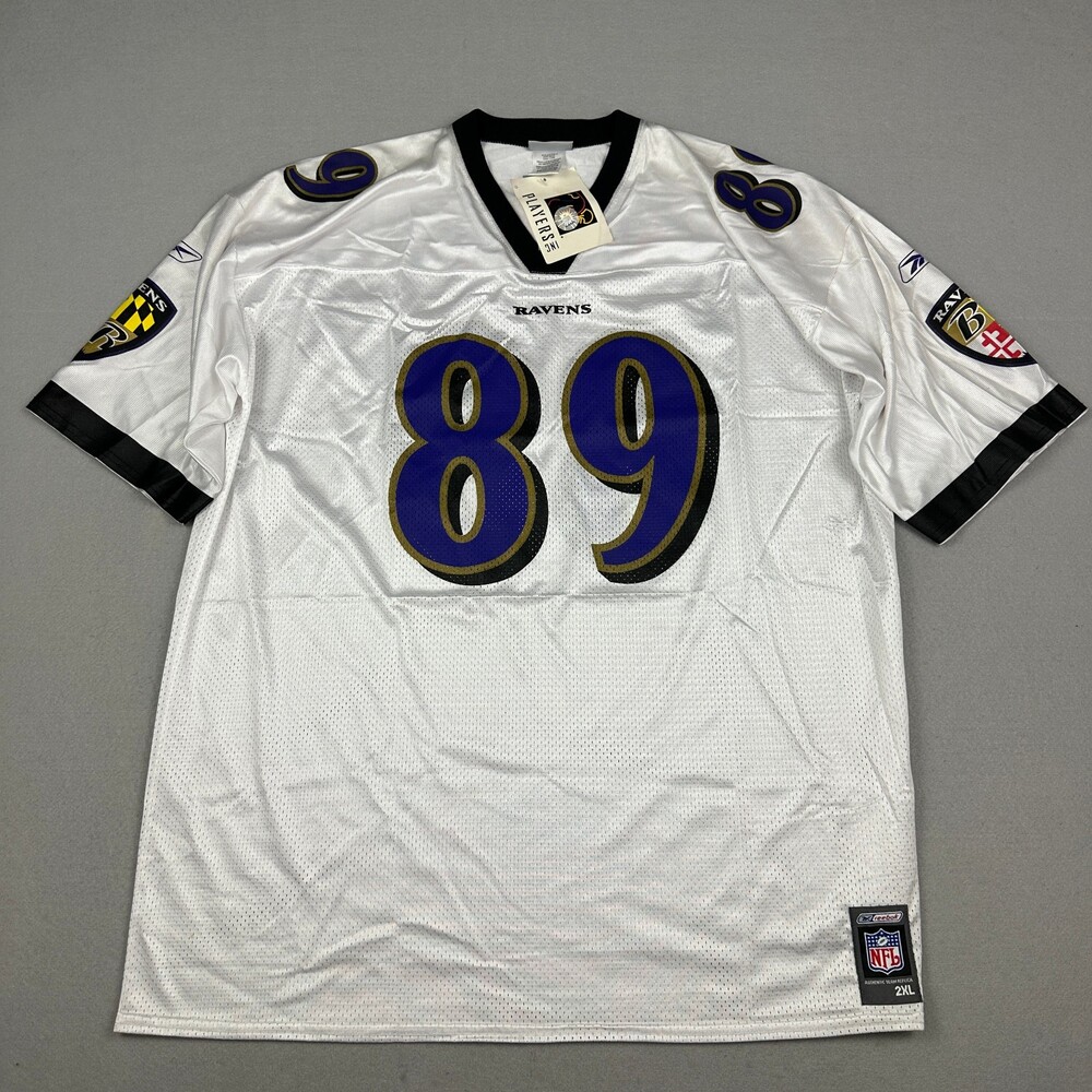 Vintage Baltimore Ravens Jersey Men 2XL White Taylor #89 Reebok Football 2000 *